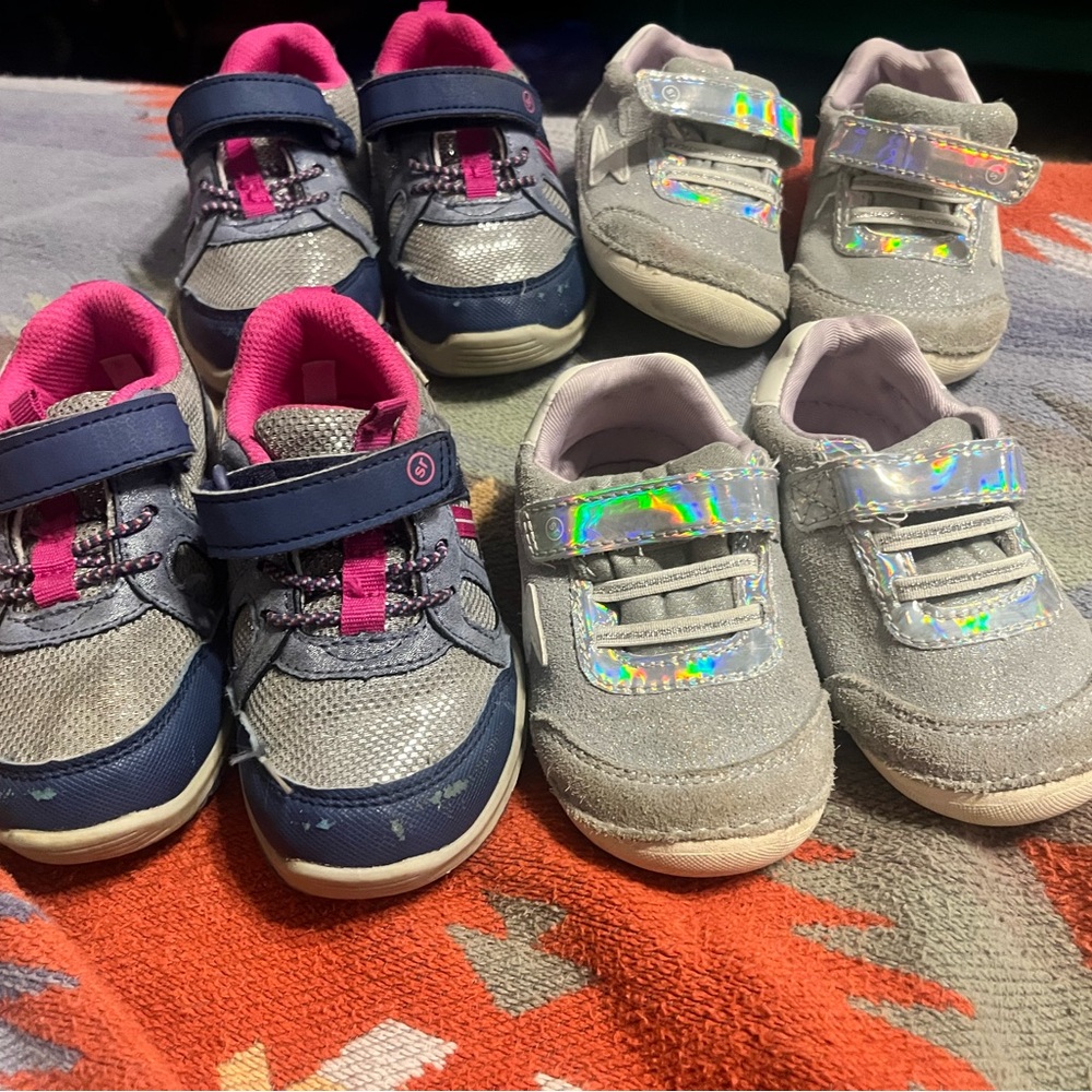 Kids Twin Sneakers Set - Pink and Silver